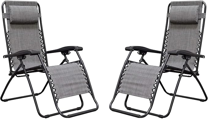 Canopy Infinity Zero Gravity Steel Frame Patio Deck Chair, Grey (Pair)