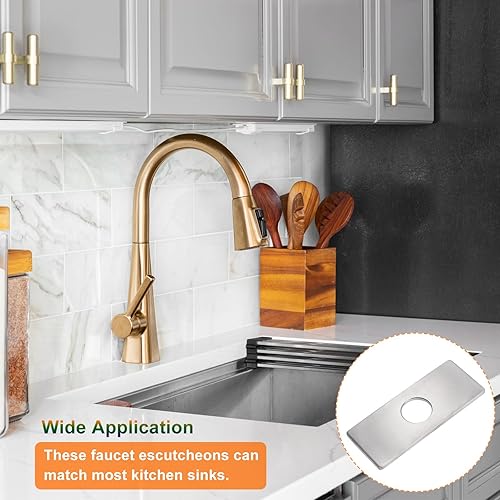 Miniatura 5 de uxcell Cubierta de orificio para fregadero de 6 pulgadas, placa de cubierta para fregadero de baño de 3 a 1, placa rectangular para grifo de baño,