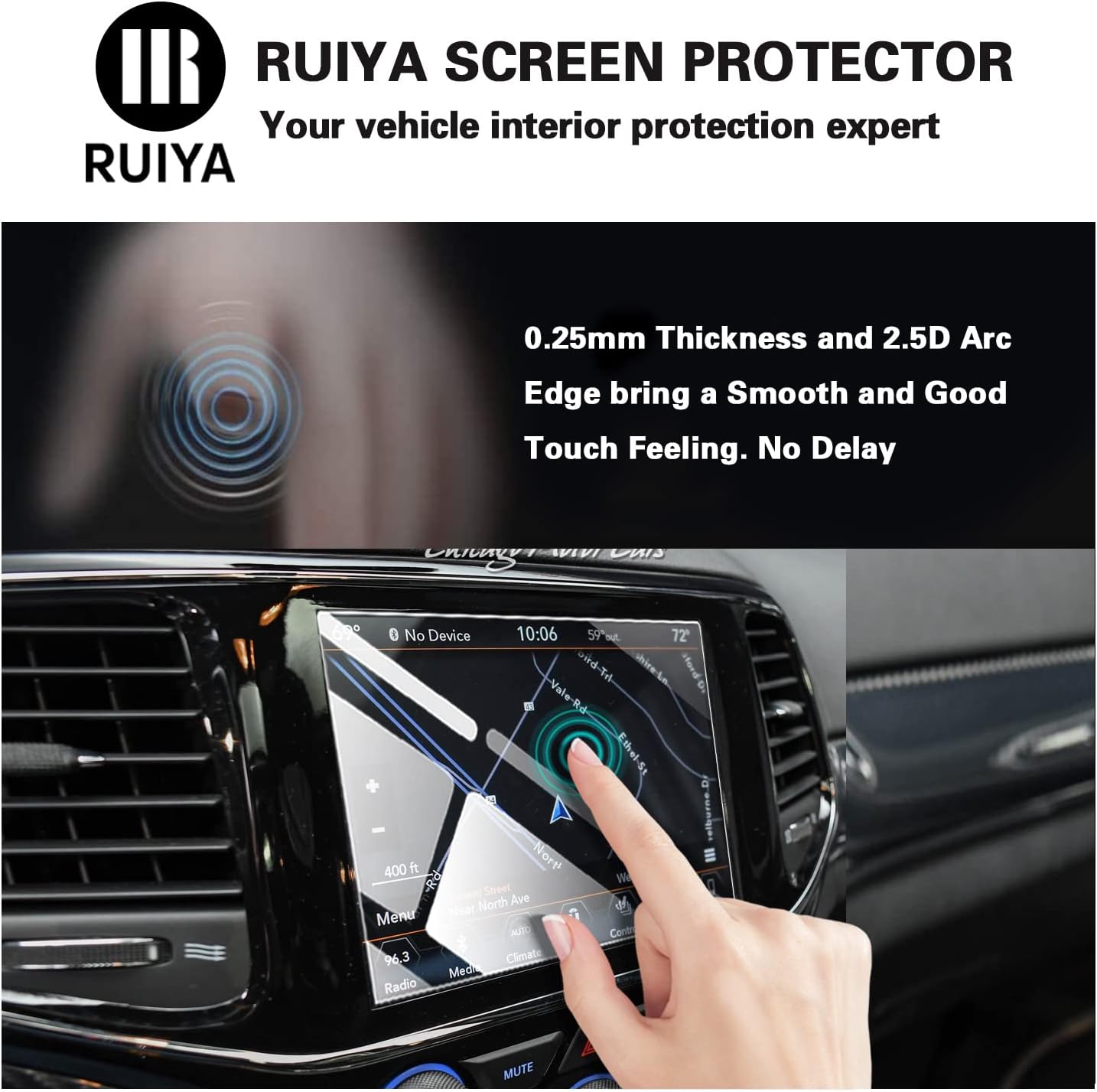 ruiya screen protector for 2017 2020 chrysler pacifica 8 4 in touchscreen chrysler pacifica accessories 9hd anti scratch tempered glass compatible wit