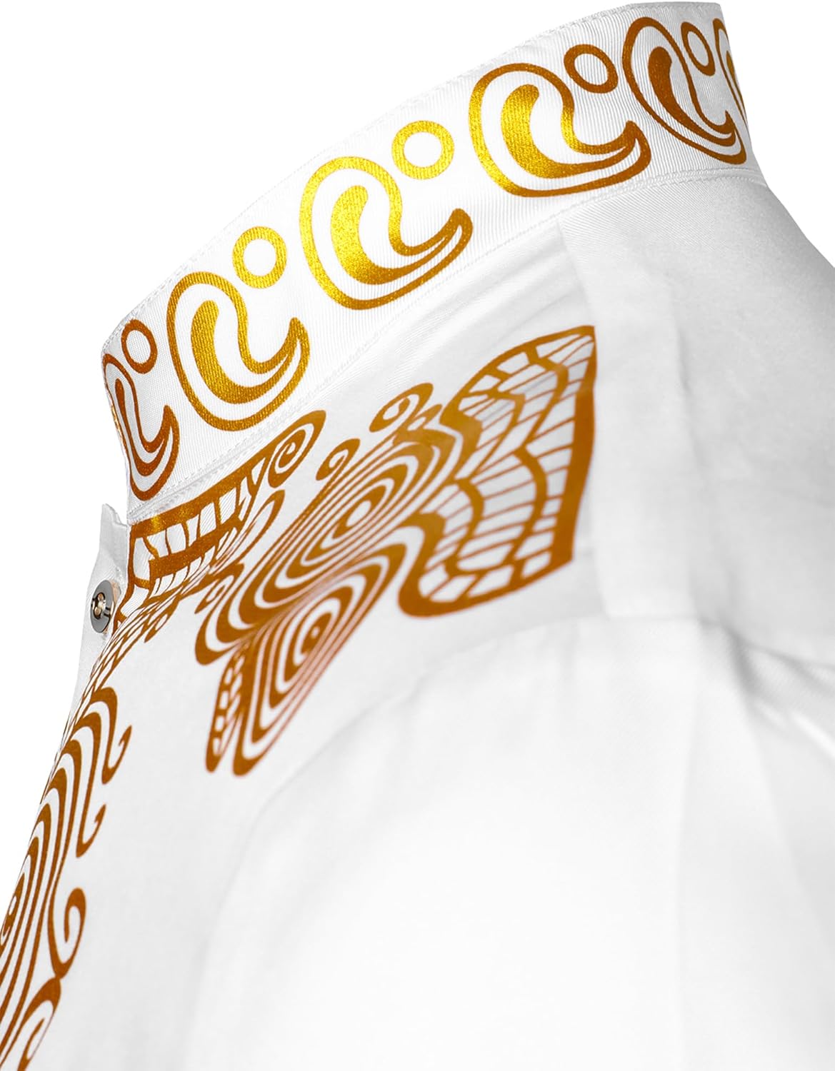 LucMatton Men's African Attire 2 Piece Set Long Sleeve Gold Foil Printing Dashiki and Pants Outfit Traditional Suit - Image 6