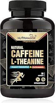 Nutramagik Natural and Organic Caffeine Plus L-Theanine for Weight loss and Immunity booster, Support Energy and Focus - 90 Capsules