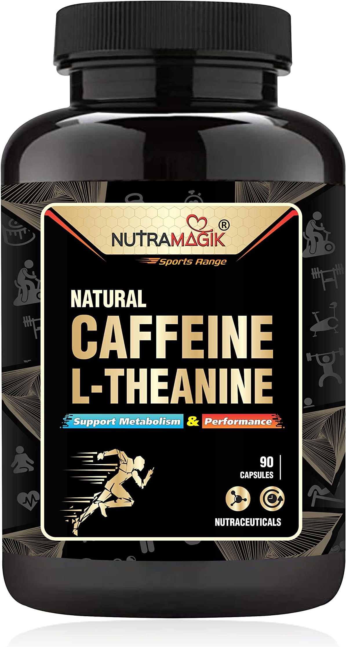 Nutramagik Natural and Organic Caffeine Plus L-Theanine for Weight loss and Immunity booster, Support Energy and Focus - 90 Capsules