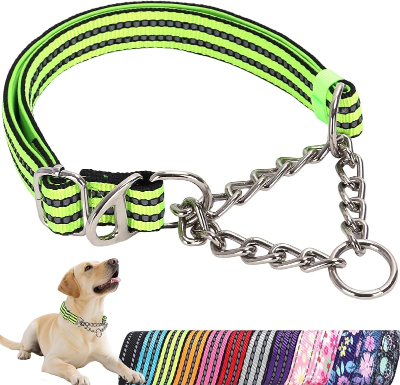 Coleira Martingale XXL para Cães Grandes com Corrente de Aço Inoxidável ONEFOJOJO
