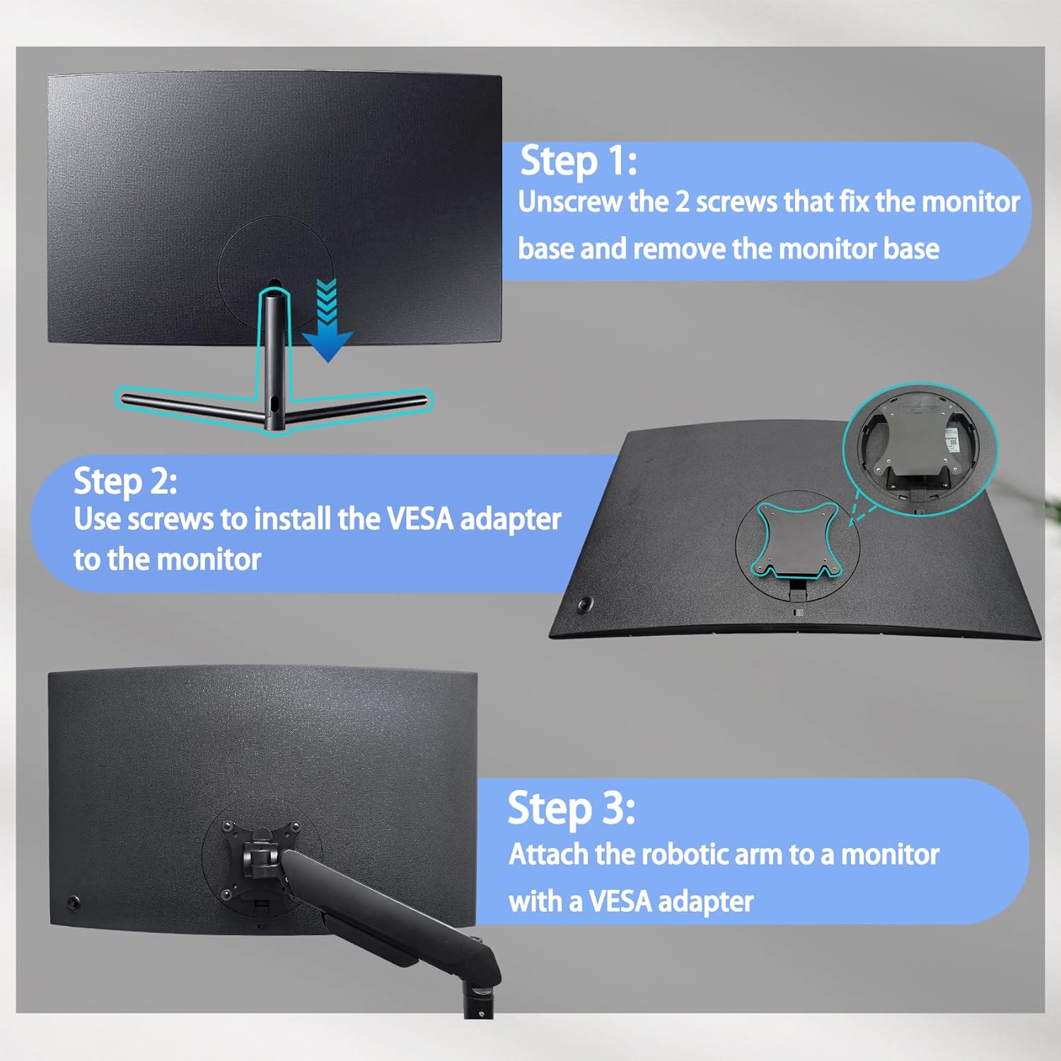 UR59C VESA Mount Adapter Compatible with Samsung UR59 Series 4K Monitor（Fits U32R590, U32R590CWN, U32R592, U32R592CWU Monitor）(Black)