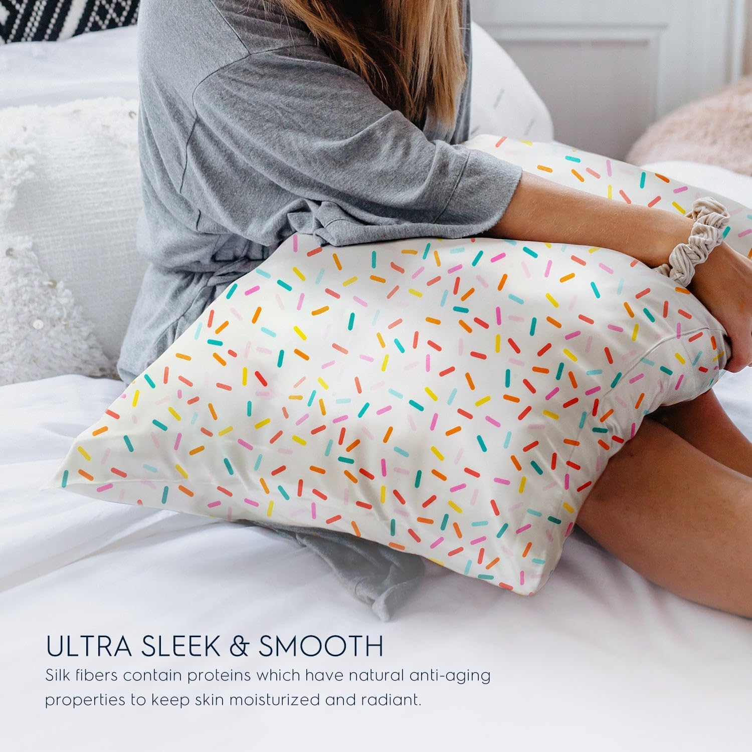 Tafts Silk Pillow Cases - 22mm 100% Pure Mulberry 6A Silk Pillowcase for Hair & Skin with Envelope Closure, Cooling, Natural, Organic, Double Sided (Sprinkle, King 20x36, 2pc)