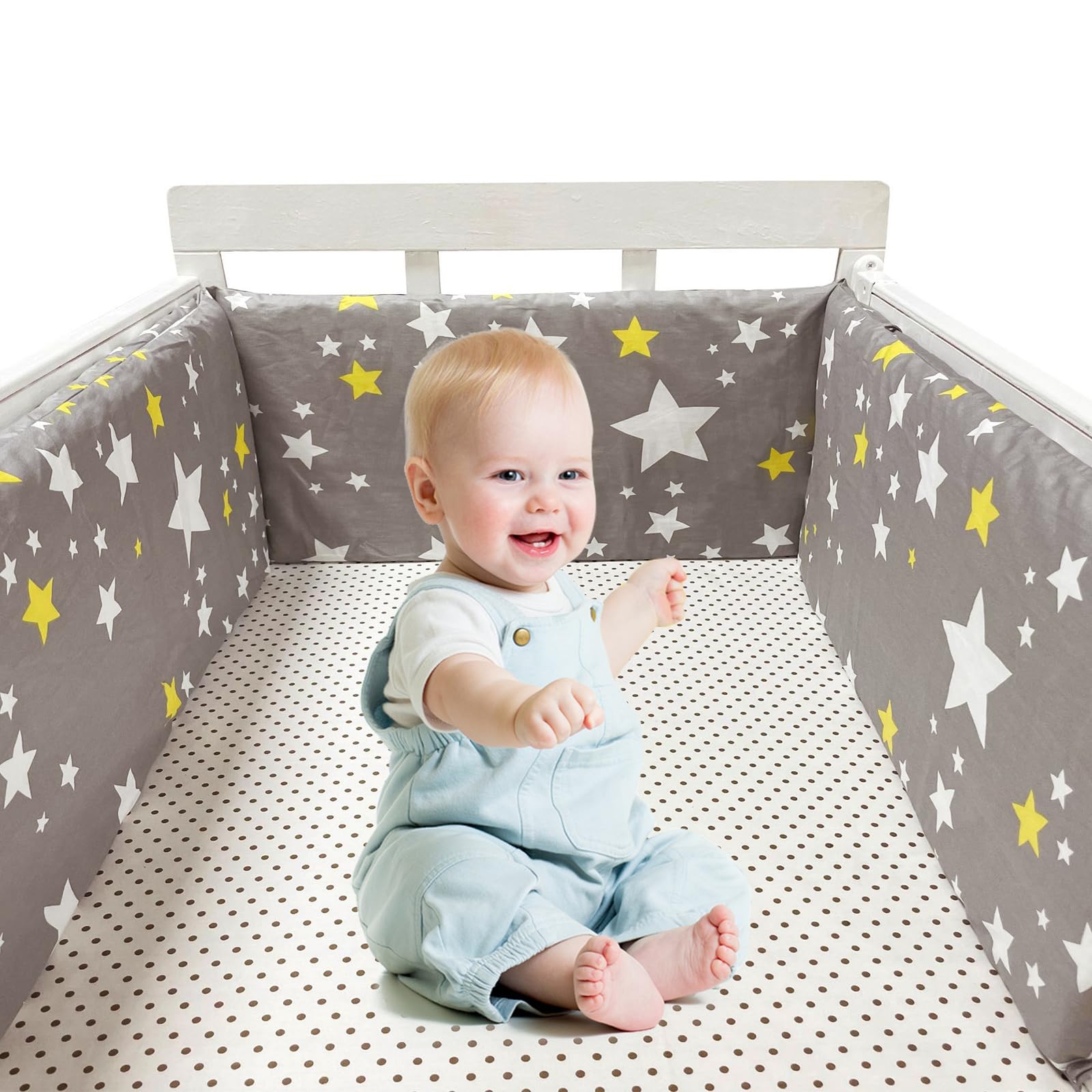 Homarket Baby Crib Bumper Breathable, 130cmx30cmx2cm Cot Bumper,Breathable Mesh Cot Liner,Crib Rail Cover,Baby Crib Bumper,Bed Shield For Kids Anti-fall Children's Crib Rail Cover(Type-B)