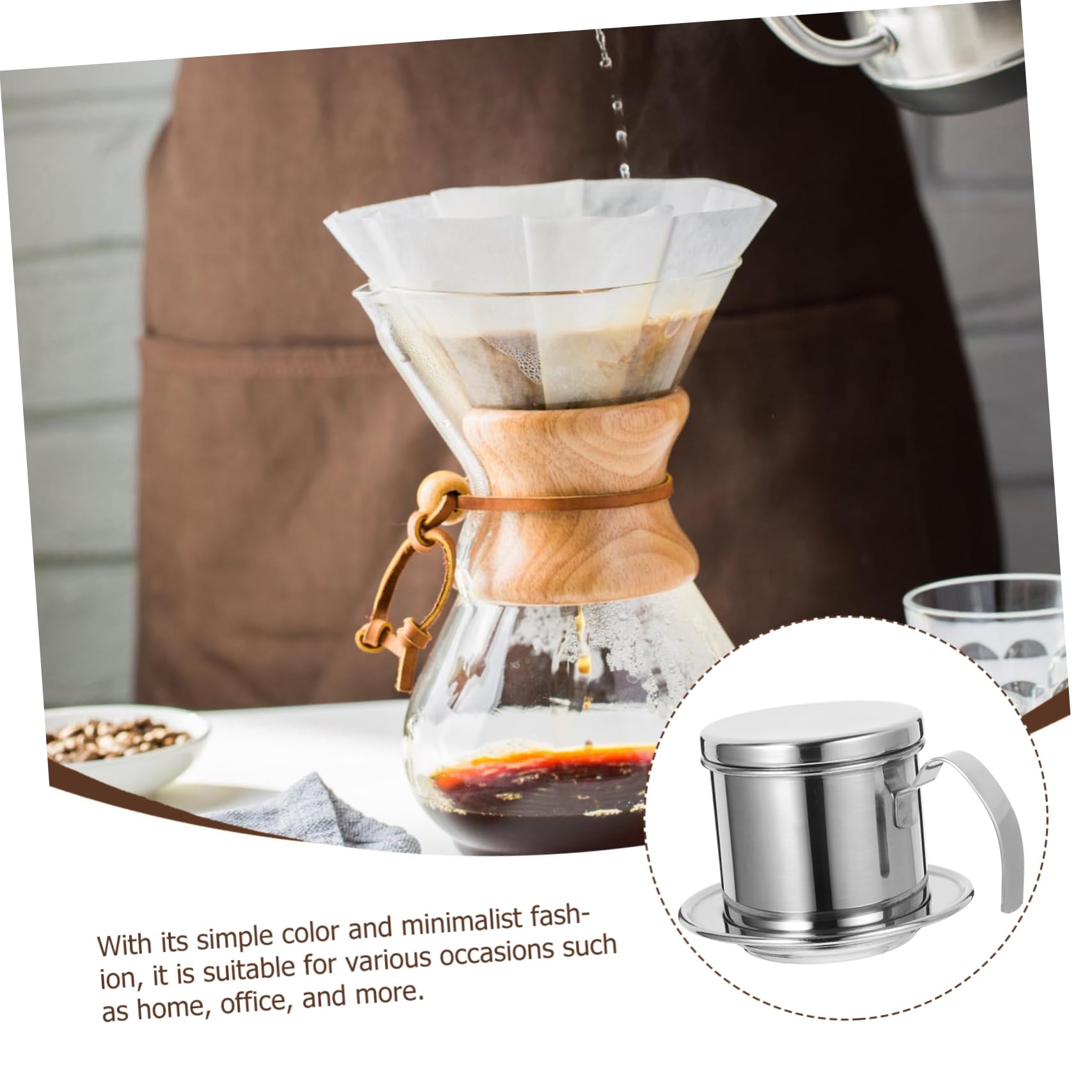 BEBEMOKO Stainless Steel Drip Coffee Filter Versatile Dripper for Home Office and Coffee Bars Elegant Minimalist Design for Single Cup Brewing