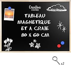 Creative Home 80 x 60 cm Magnetic Blackboard and Chalk Board Wall | Made in the EU | 2 Mounting Hooks | For Home, Office and School