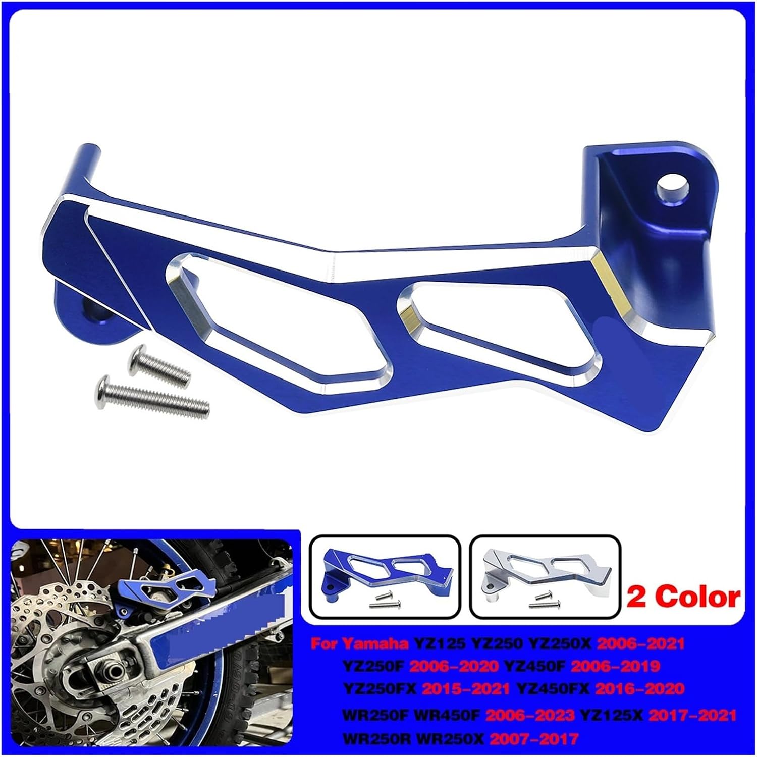 ruixingdianzishangwu Aluminum Rear Brake Caliper Guard Protector Cover Compatible With Parts YZ 125 250 250X 250F 450F 250FX 450FX 125X WR250R WR250X(Silver)