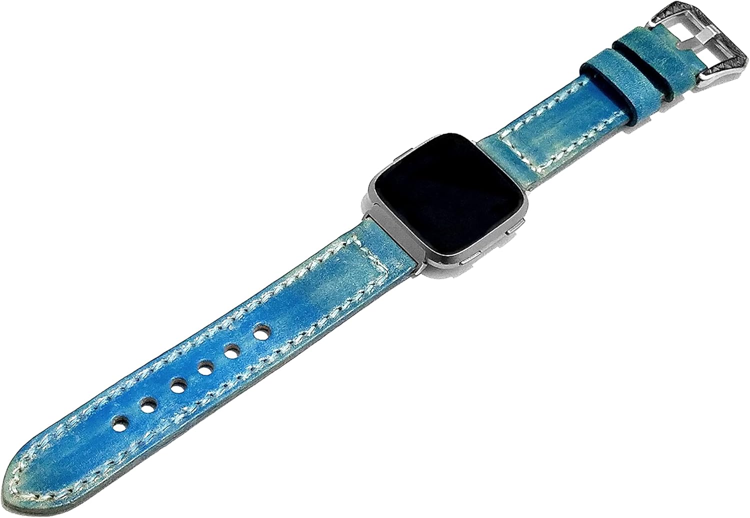 Turquoise Brushed Genuine Leather Band Compatible with Fitbit Versa 3 and Sense Smartwatch Luxury Strap Bracelet