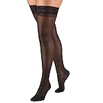 Truform Sheer Compression Stockings, 15-20 mmHg, Women\'s Thigh High Length, 20 Denier, Black, Small