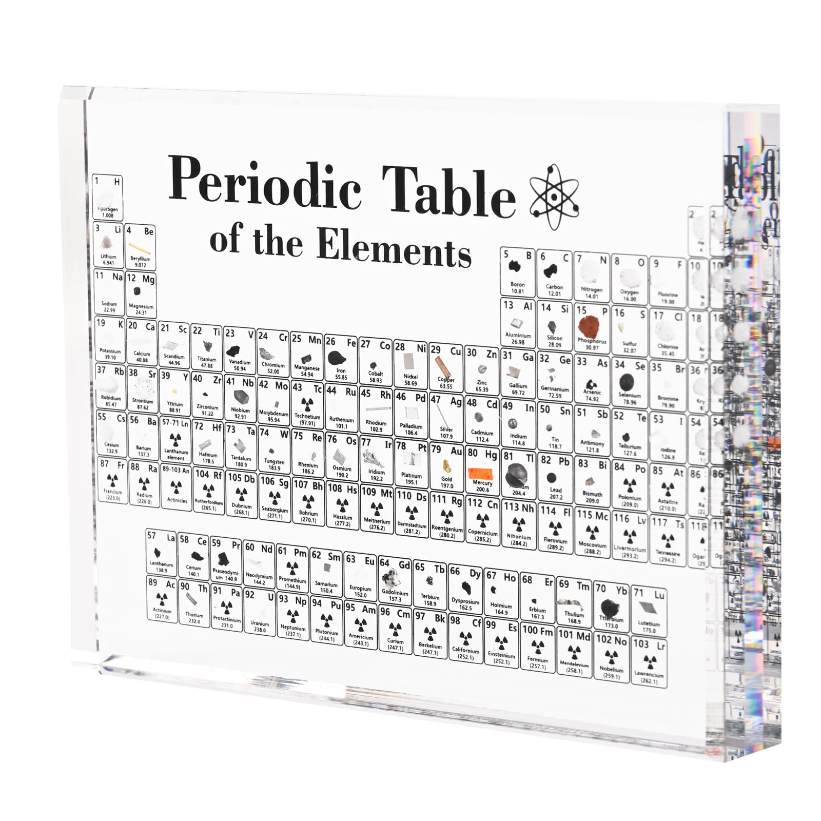 Large Real Periodic Table of Elements, Periodic Table with Real Elements Inside, 7.9 Inch Acrylic Periodic Table Display with 83 Samples, Science Lovers Gifts