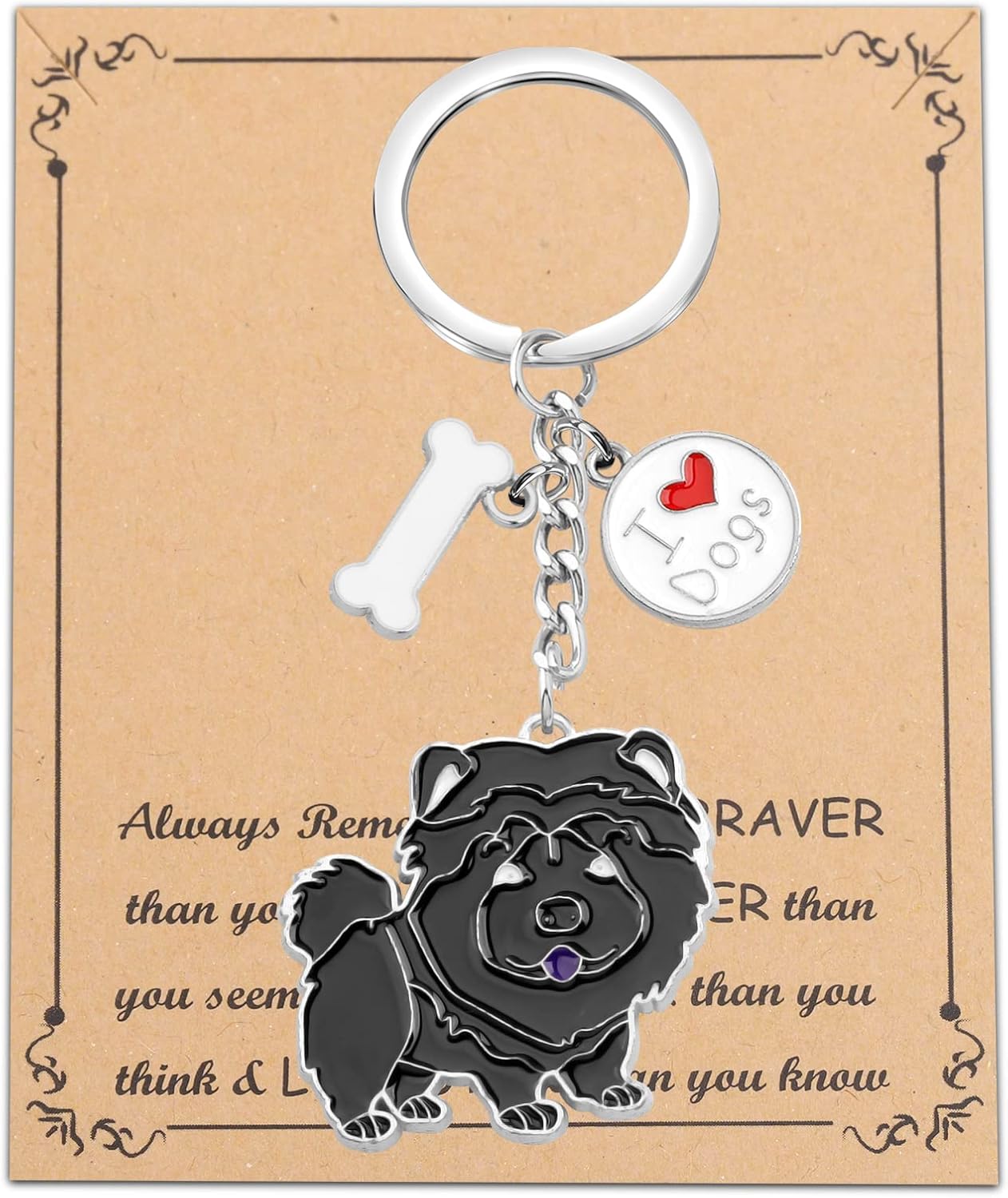 BNQL Chow Dog Gifts Chow Chow Lover Gifts Dog Owner Gift Chow Chow Dog Key Ring Pet Rescue Gift