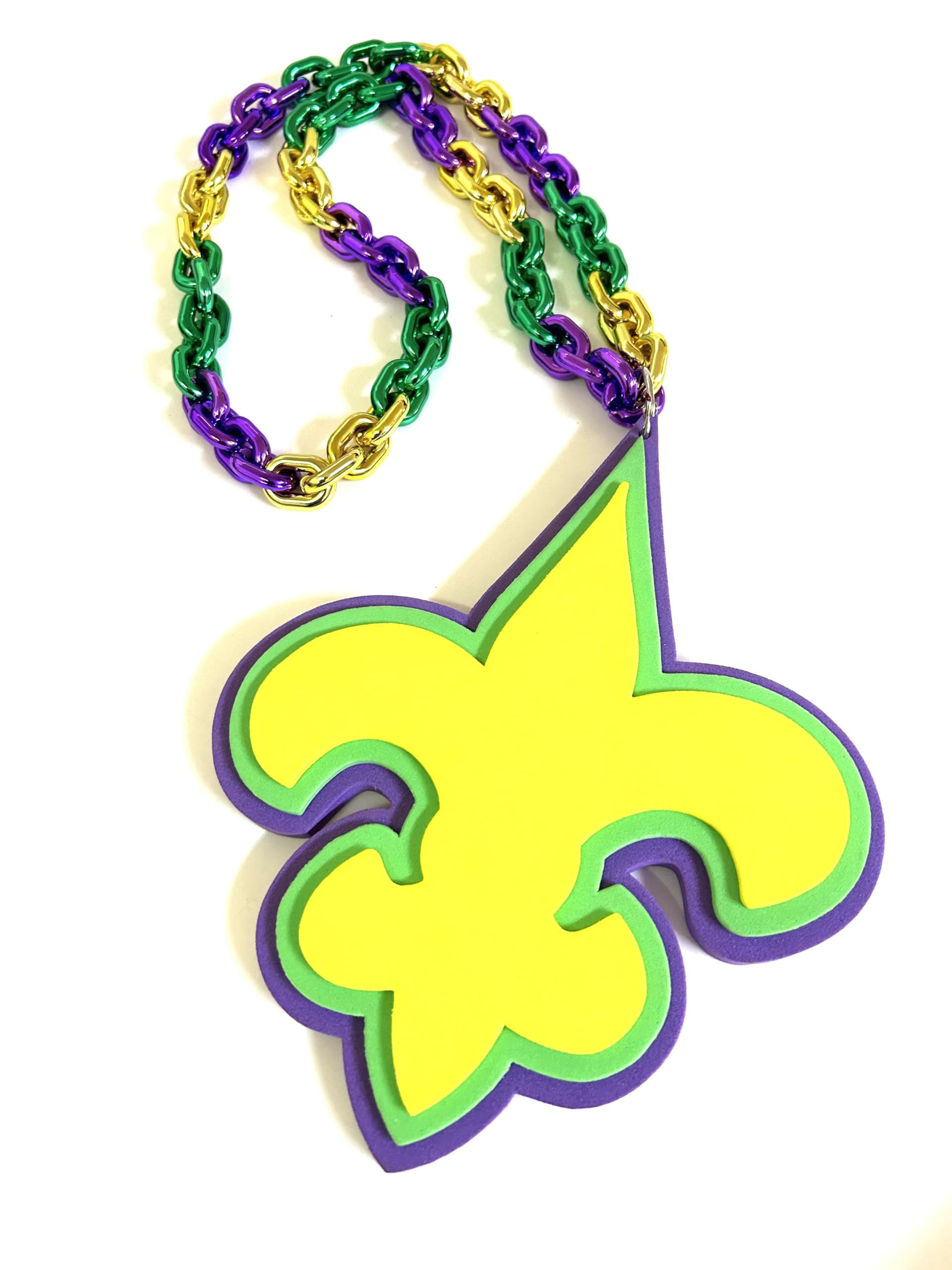 GZYSSL Mardi Gras Beads Necklaces Jumbo Purple Green Gold Pendant Chain Mardi Gras Throw Beads Party Parade Decorations