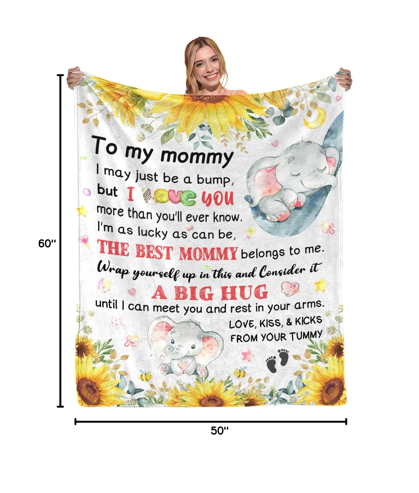 New Mom Gifts, Moms to be Gift, First Time Mom Gifts, Pregnancy Postpartum Gift for Mommy Mother, Soft Flannel Throw Blanket 60"×50"