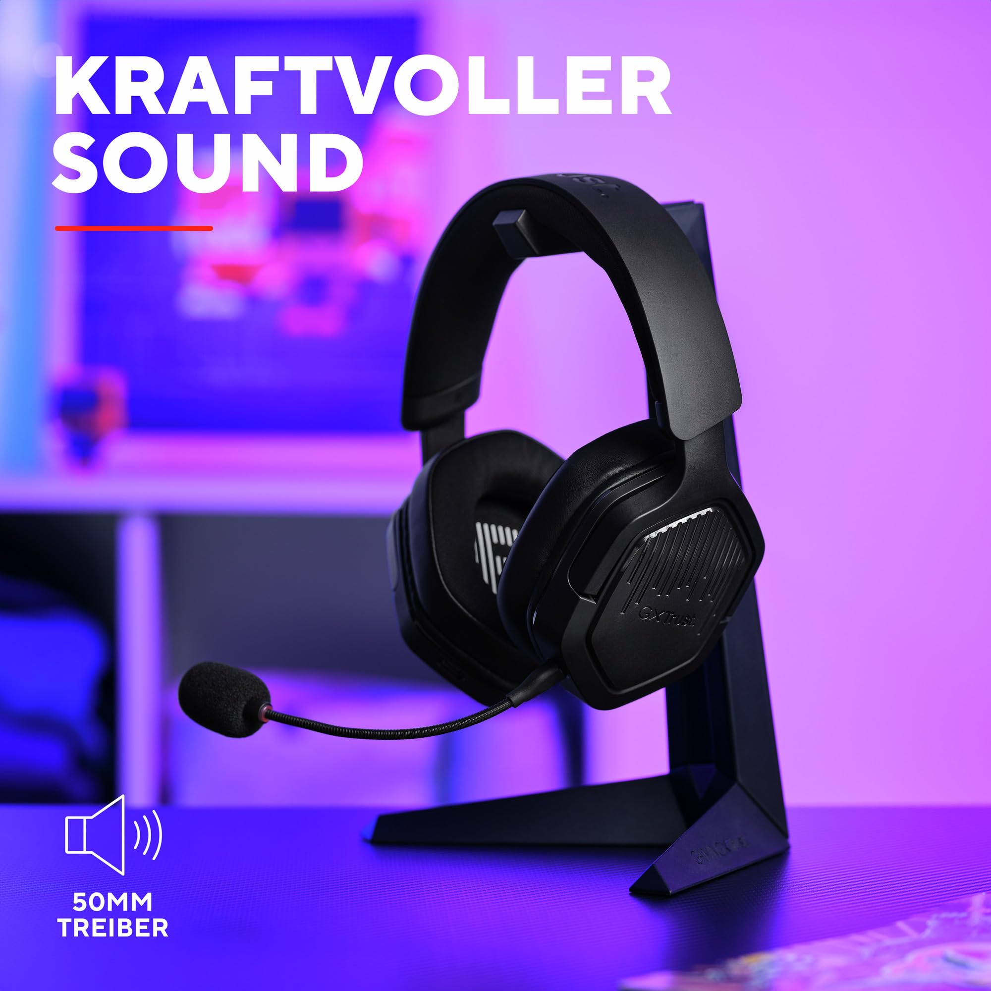 Trust GXT 1493 Ravox Gaming Headset Wireless Bluetooth + 2.4 GHz für PS5 PS4 Switch PC Xbox Mobile, 50mm Treiber, 70H Akkulaufzeit, Over-Ear Kopfhörer Kabellos Bluetooth mit Mikrofon, Schwarz