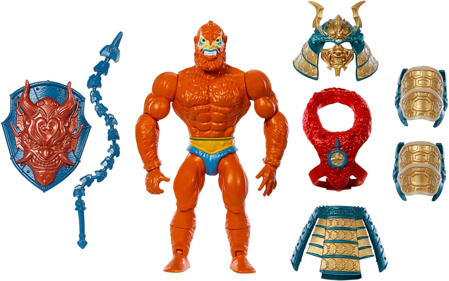 Masters of the Universe Origins Turtles of Grayskull Beast Man Action Figure Toy, 16 Articulations, TMNT & MOTU Crossover with Accessories, HTH11