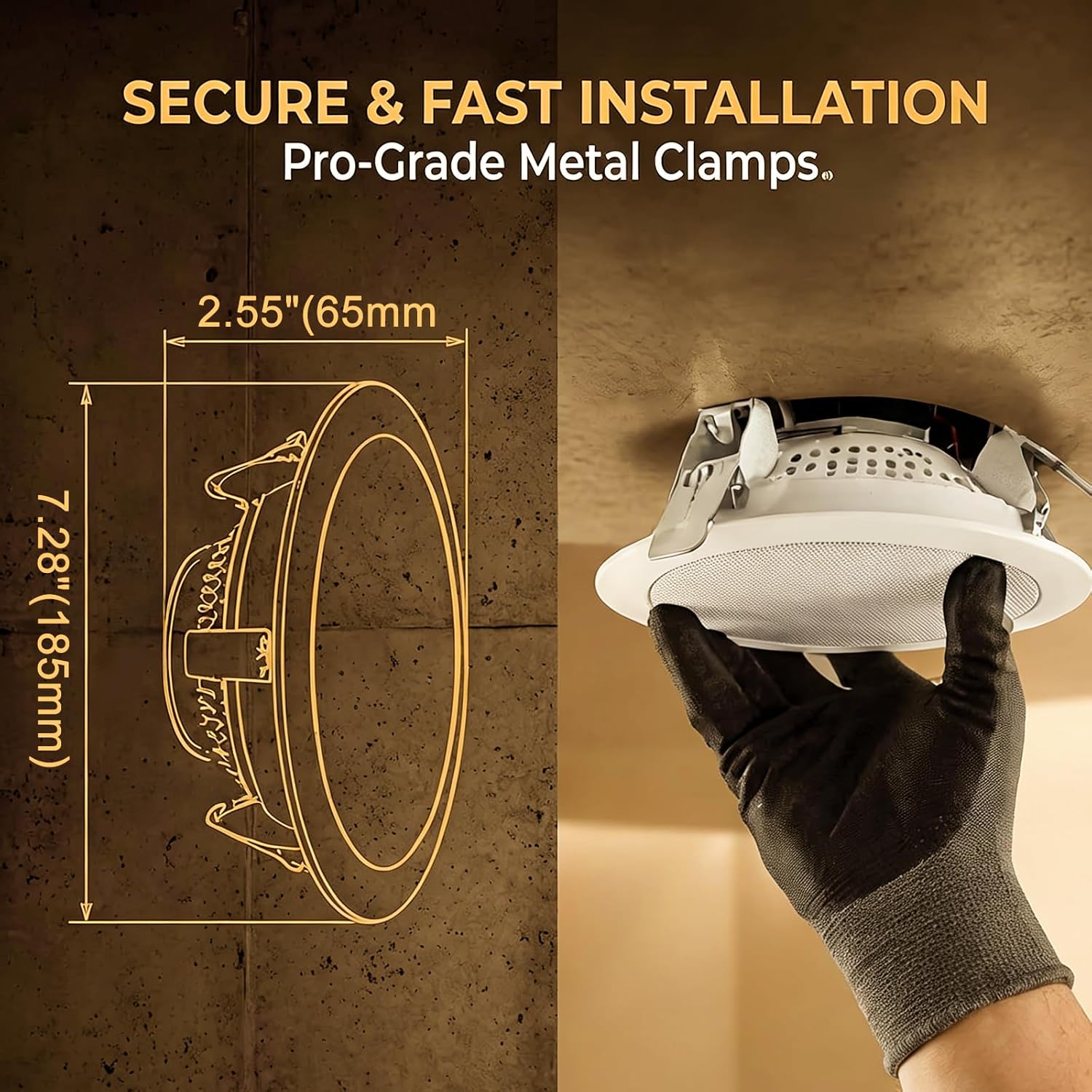 Herdio 8 Inch 70V Commercial Ceiling Speakers, High-Fidelity Audio, Effortless Installation, Wide Sound Coverage, Ideal for Restaurants, Offices and Commercial Spaces (White, 2-Pack)