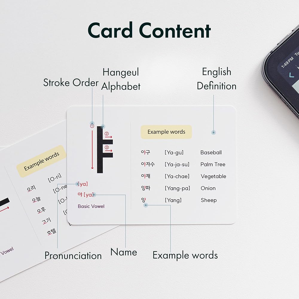 Korean Alphabet Flashcards with 195 Example Words Philippines | Ubuy