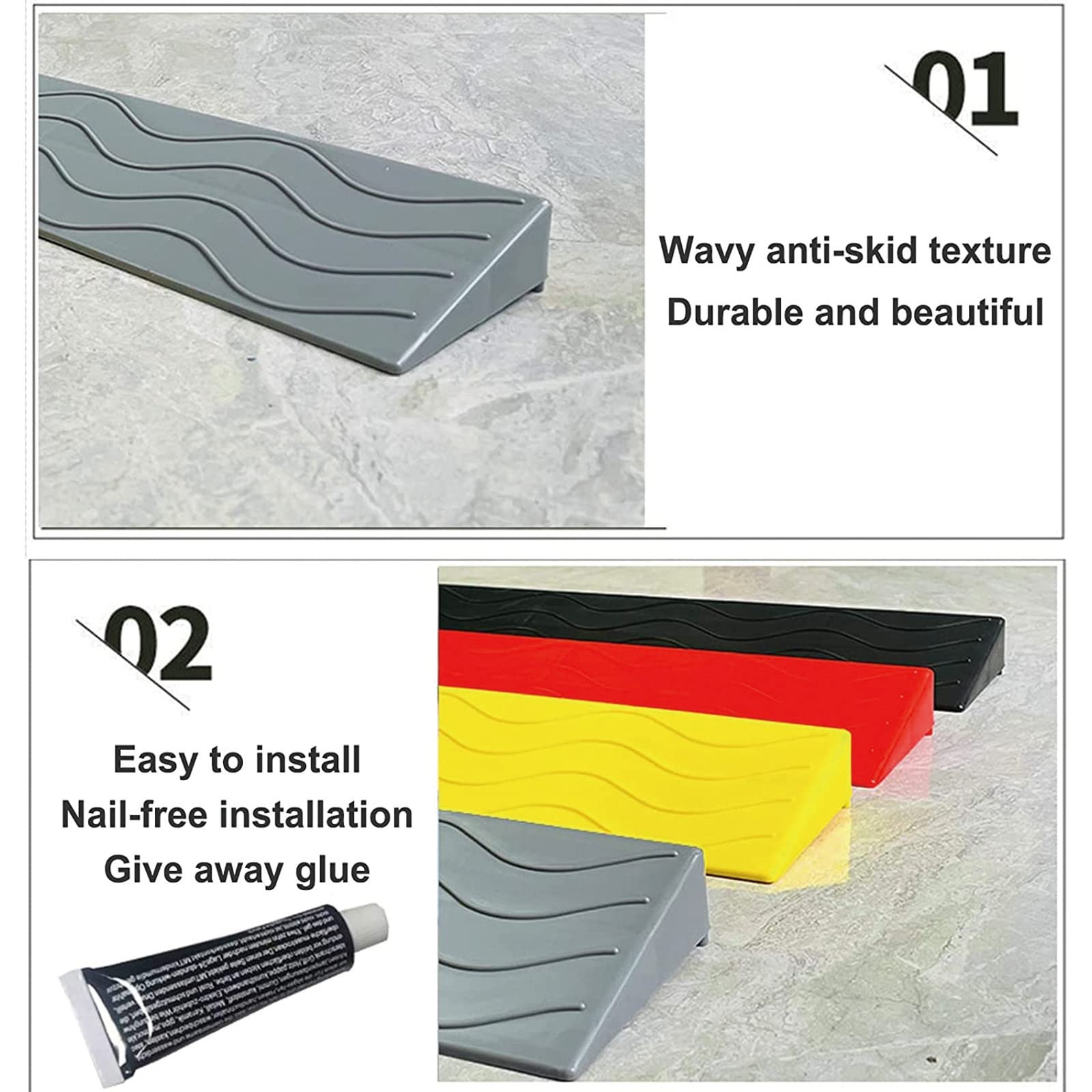Rampa antideslizante para sillas de ruedas para interiores, rampa de umbral portátil para dispositivos de movilidad, ideal para uso en baño y porche
