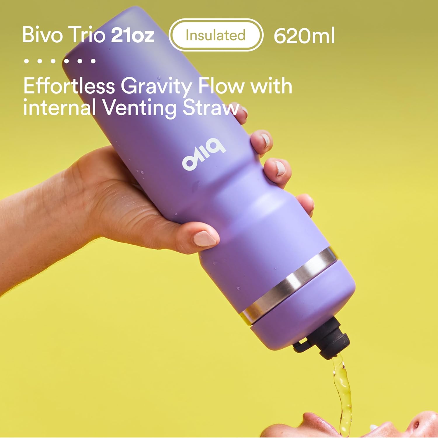 Bivo Trio 21oz Insulated Stainless Steel Bike Water Bottle - for Cycling - Fits Most Cages, Dishwasher Safe - Keeps Drinks Cold 12+ Hours - Raw - Image 4