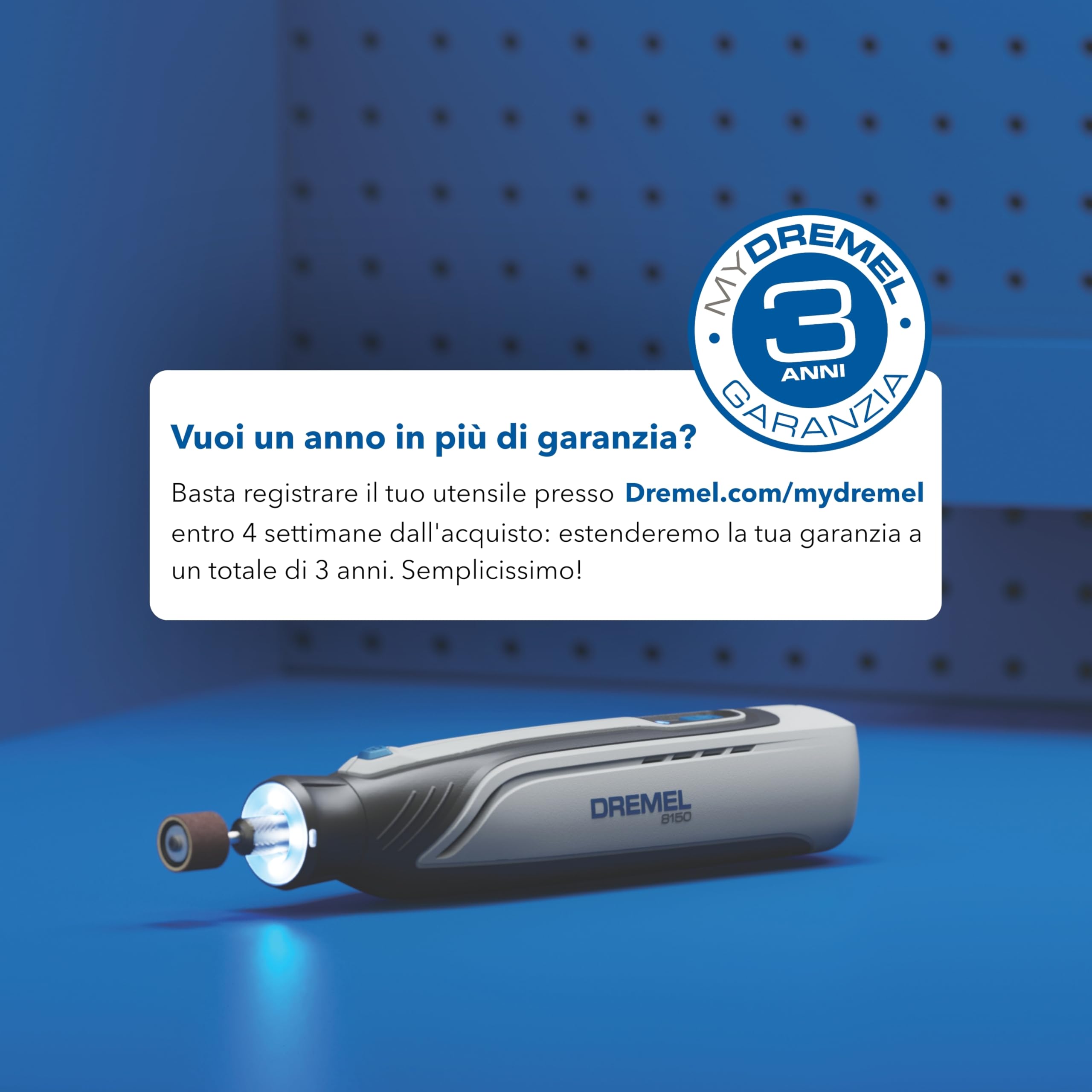Dremel 8150 Kit utensile rotativo brushless a batteria ricaricabile tramite USB-C da 7,2 V 2Ah, 20 accessori, velocità variabile da 5.000 a 30.000 giri/min, taglio, levigatura, intaglio, smerigliatura