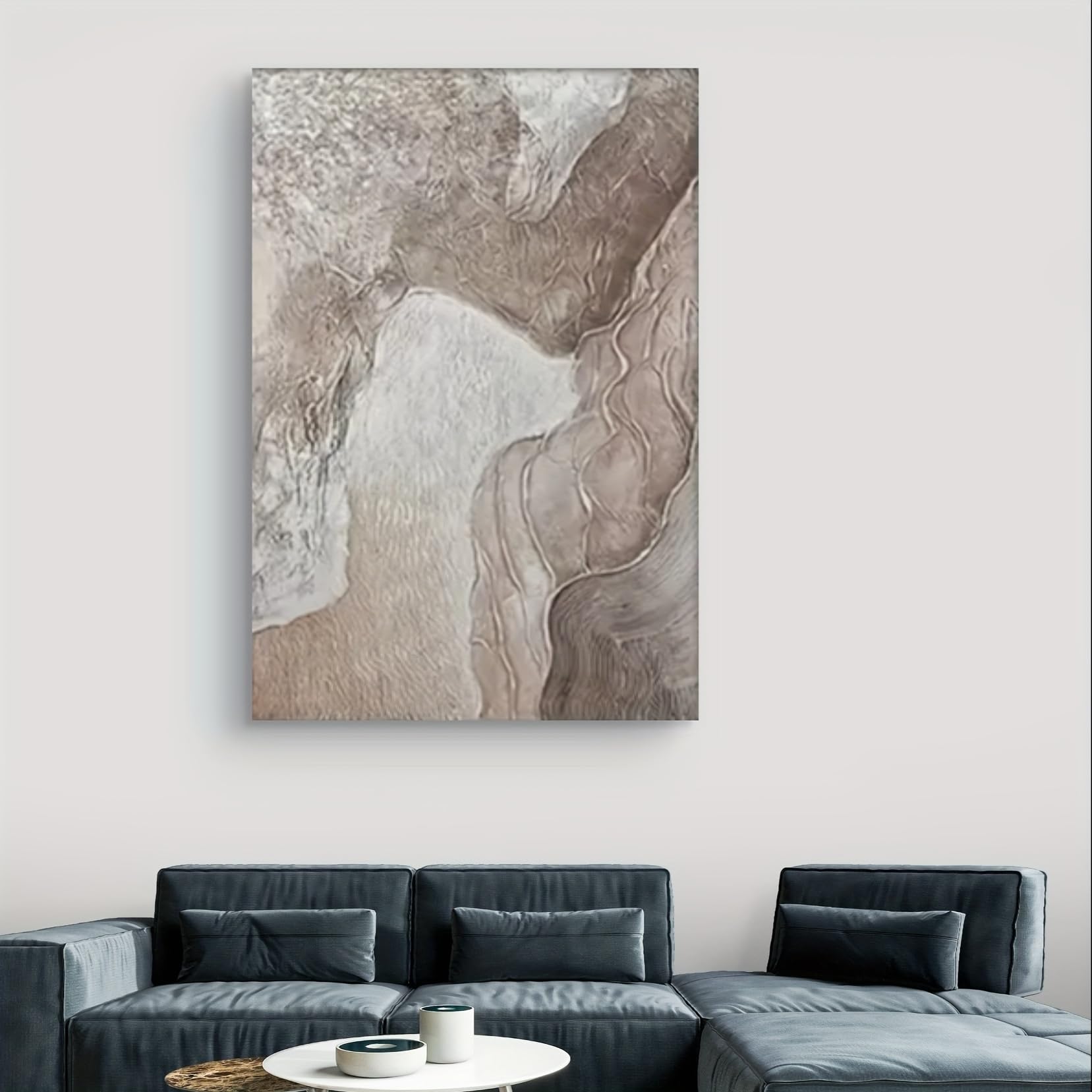 IHHGNB Gray-white Textured Nordic Style Decorative Art, Light Luxury Abstract Wall Art Prints Modern Minimalist Home Decor(50x70cm(20x28in)/No frame)