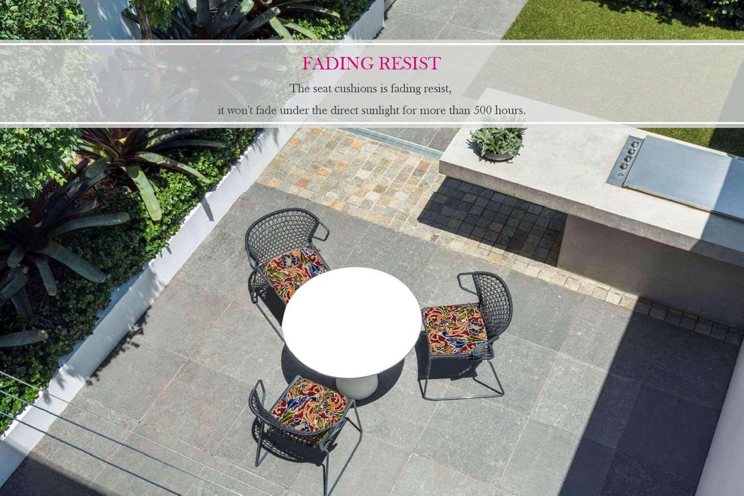 Fabritones Outdoor Seat Cushions Red Paisley Set of 2 Patio Chair Cushions with Ties 16x17 Inch Square Chair Pads