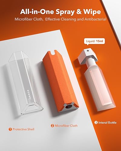 Miniatura 2 de 3 toallitas limpiadoras de pantalla, paño de microfibra en aerosol 3 en 1, limpiador de pantalla de automóvil, herramienta portátil recargable para