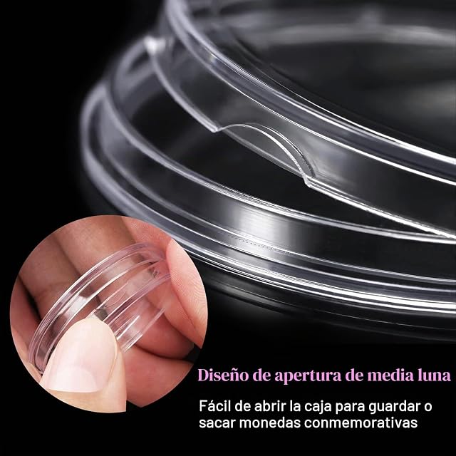 Foto 6 de 7 de MengH-SHOP Cápsulas de Monedas 30mm Plástico Colección de Monedas Transparente Funda de Moneda Redondo…