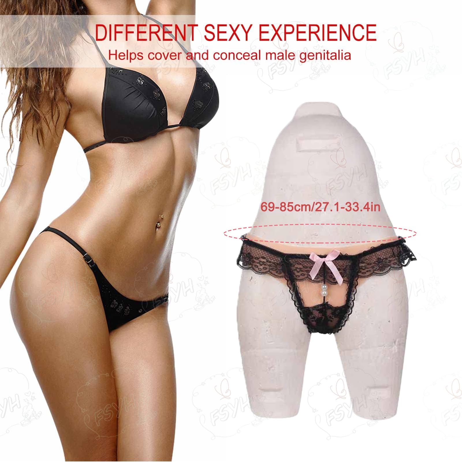 FSYH Culotte vaginale en Silicone transgenre Short Triangulaire insérable Sissy cachant Un sous-vêtement Gaff pour vêtements de Crossdresser