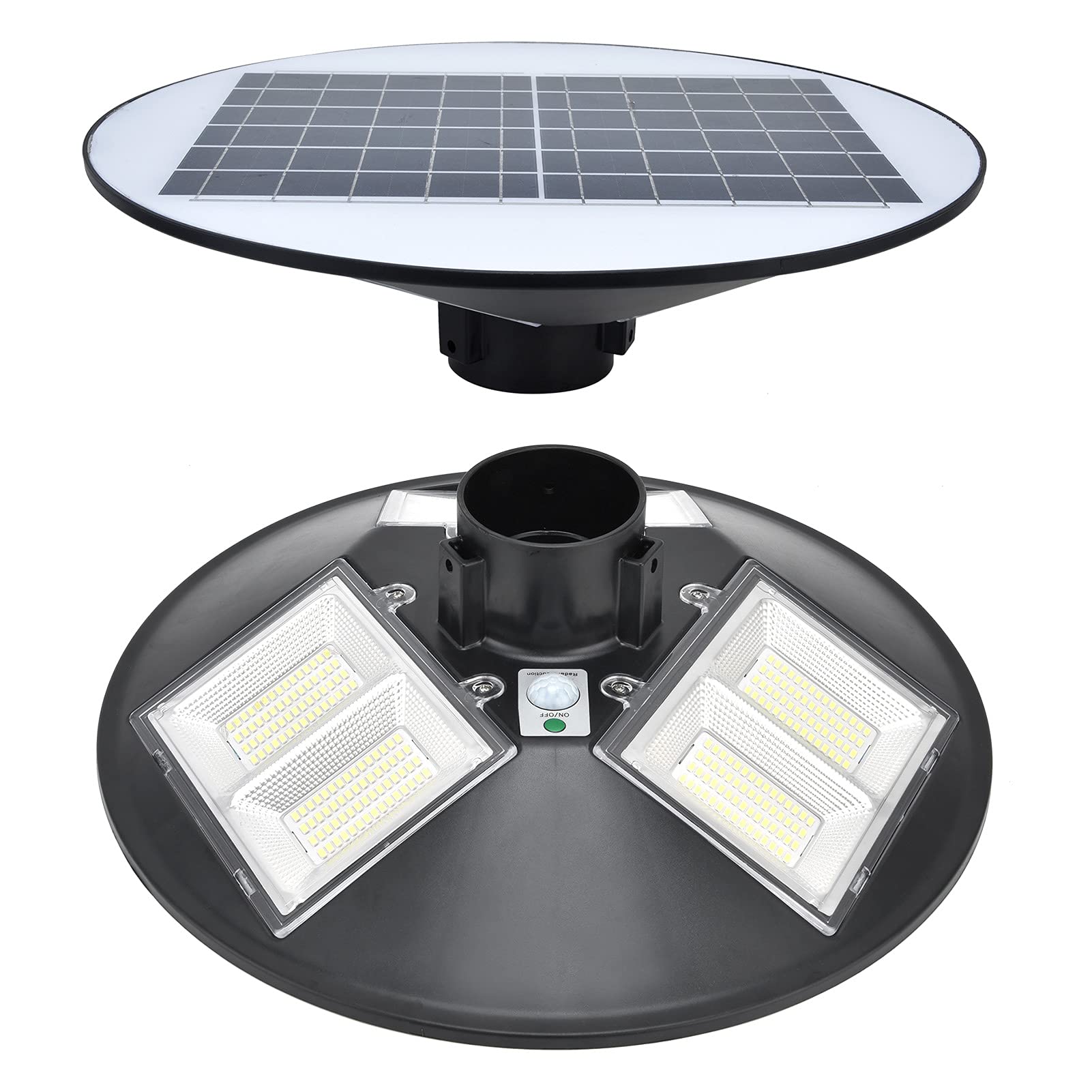 Ejoyous Gartenleuchte, ABS-Solar-Landschaftsleuchte, 150 W, 1500 Lm, IP66, 3-Kopf-rundes Design, Automatische Ein-/Aus-Fernbedienung, für Hof, Hof, Weg, Tor, Straßenbeleuchtung