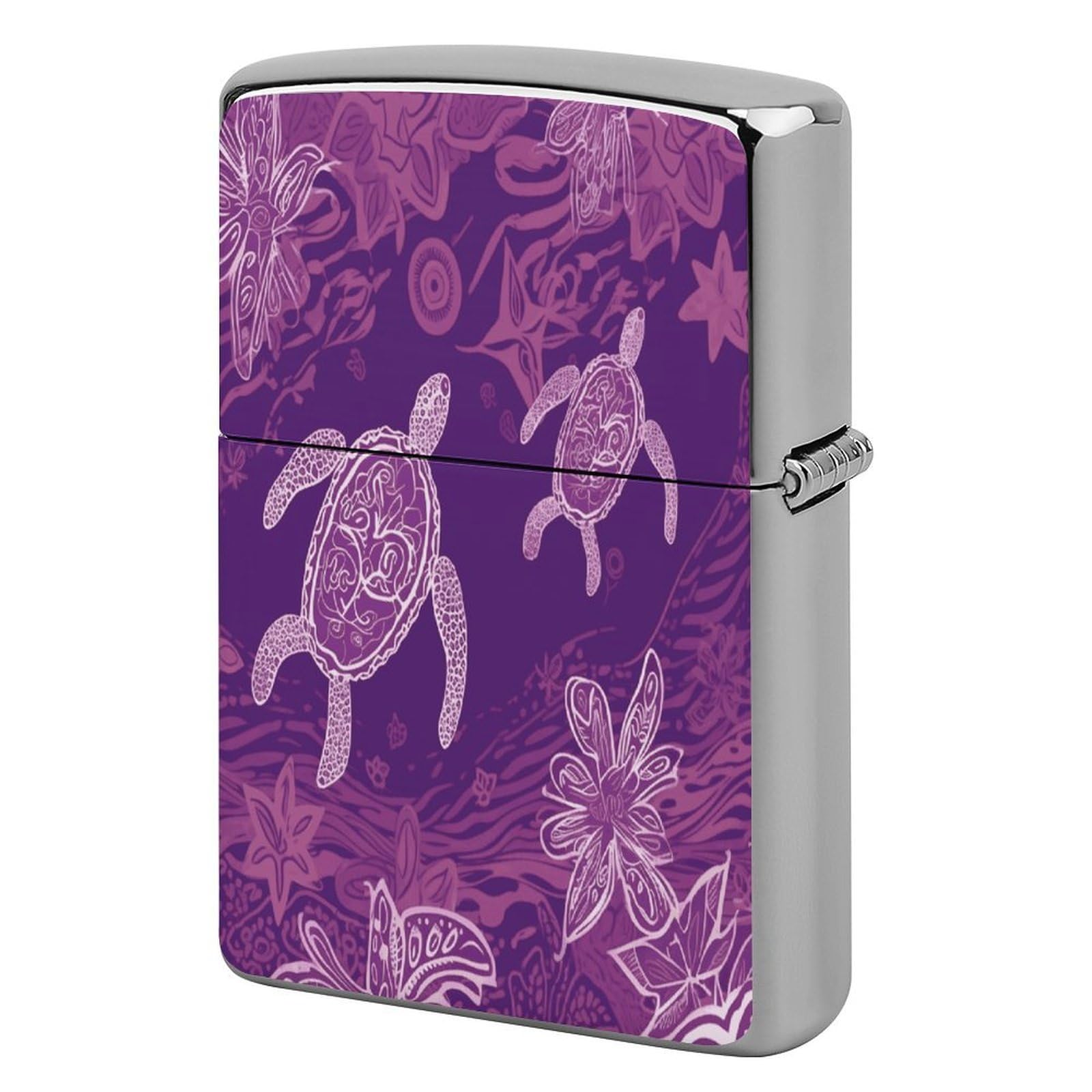 Btcowzrv Style Hawaii With Purple Sea Turtle Metal Lighter Case Sleeve Cover Holder