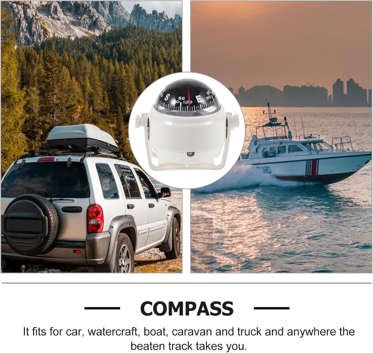 Sosoport Car Compass Magnetic Angle Precision Dashboard Compass for Cars Boats and Trucks Easy Installation for Outdoor Navigation