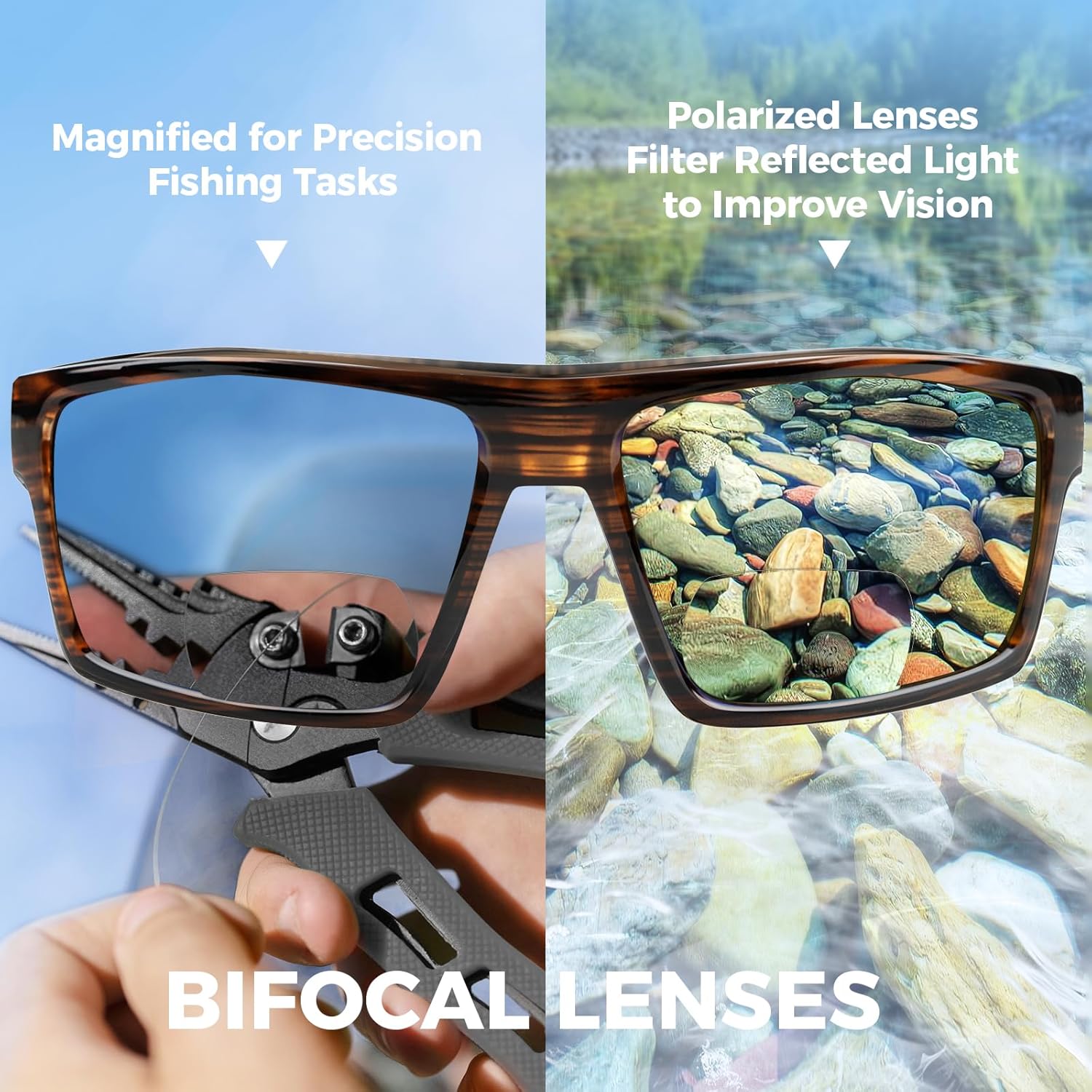 KastKing Waccamaw Polarized Bifocal Sunglasses, x1.5 x2.0 x2.5 Magnifications, Wrap Around Sport Reader Sunglasses for Men - Image 2