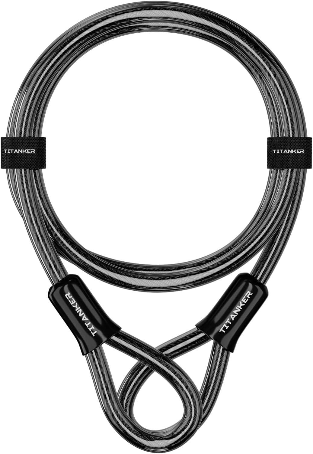 Bike Lock Cable,12mm Thick Security Cable with Loops Heavy Duty Steel Cable Vinyl Coated Bike Cable Lock Security Chain (4ft, 7ft, 15ft, 30ft)