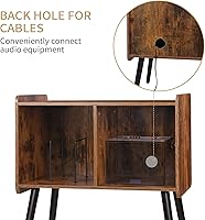Vista 6 de Soporte para tocadiscos con almacenamiento para discos de vinilo, mesa para tocadiscos de mediados de siglo para sala de estar, dormitorio