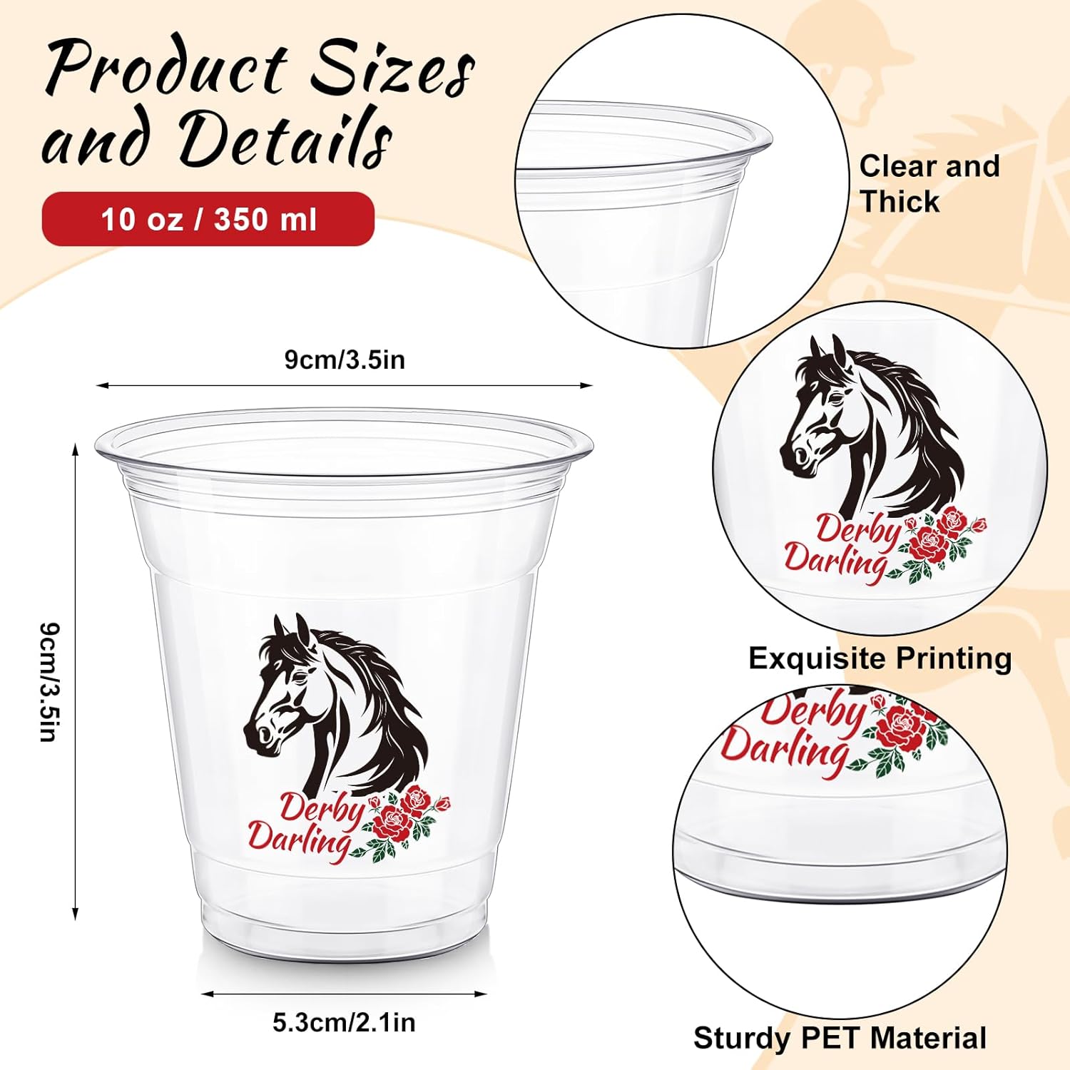 Pickmesh 200 Pack Derby Disposable Plastic Cups Bulk 10 oz Clear Plastic Disposable Tumbler Cups for Party Supplies Decorations