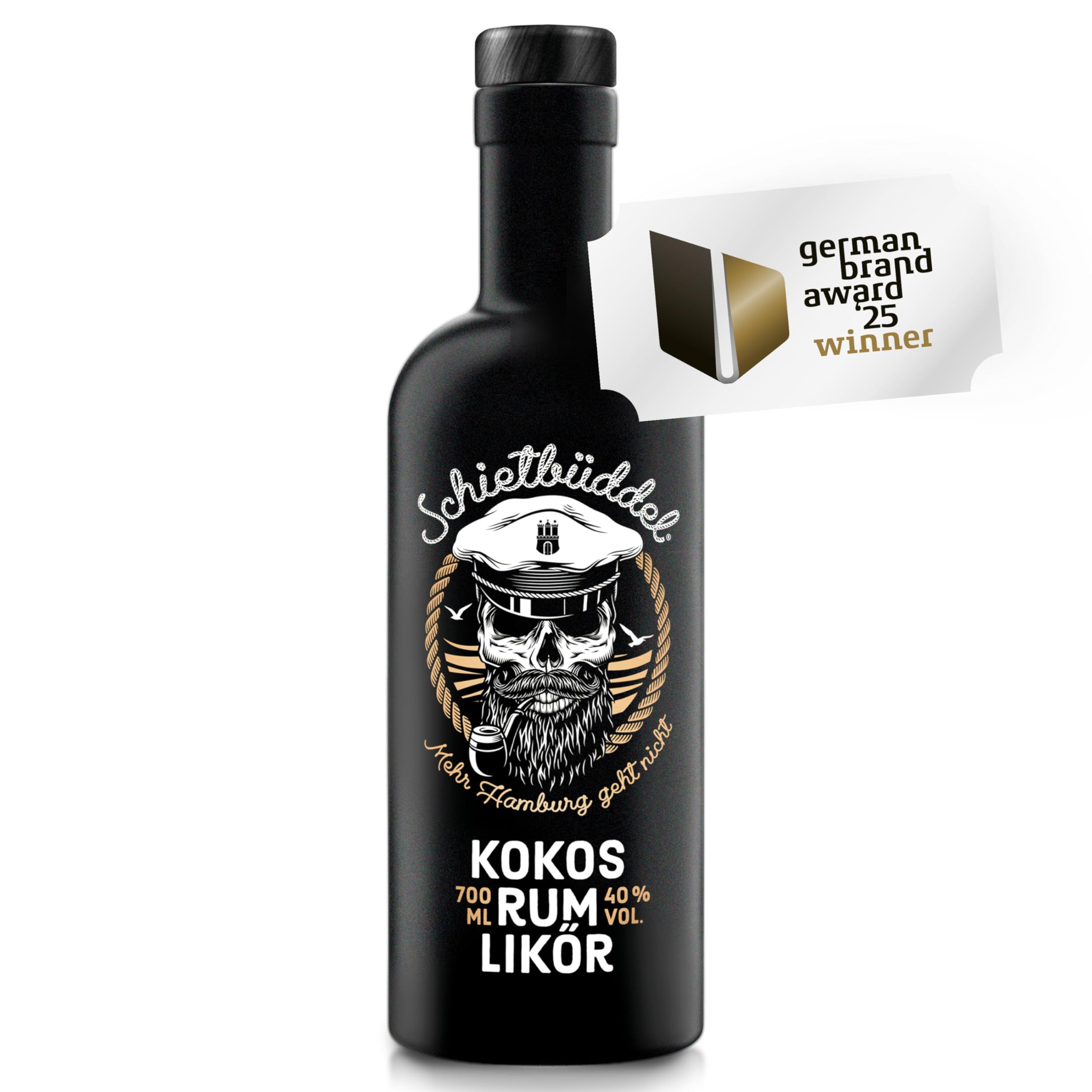 Schietbüddel Rum | Kokos Likör 40% Vol. | Rum mit Kokosgeschmack und feinen Schokoladenaroma und Vanilleextrakt (0.7 l)