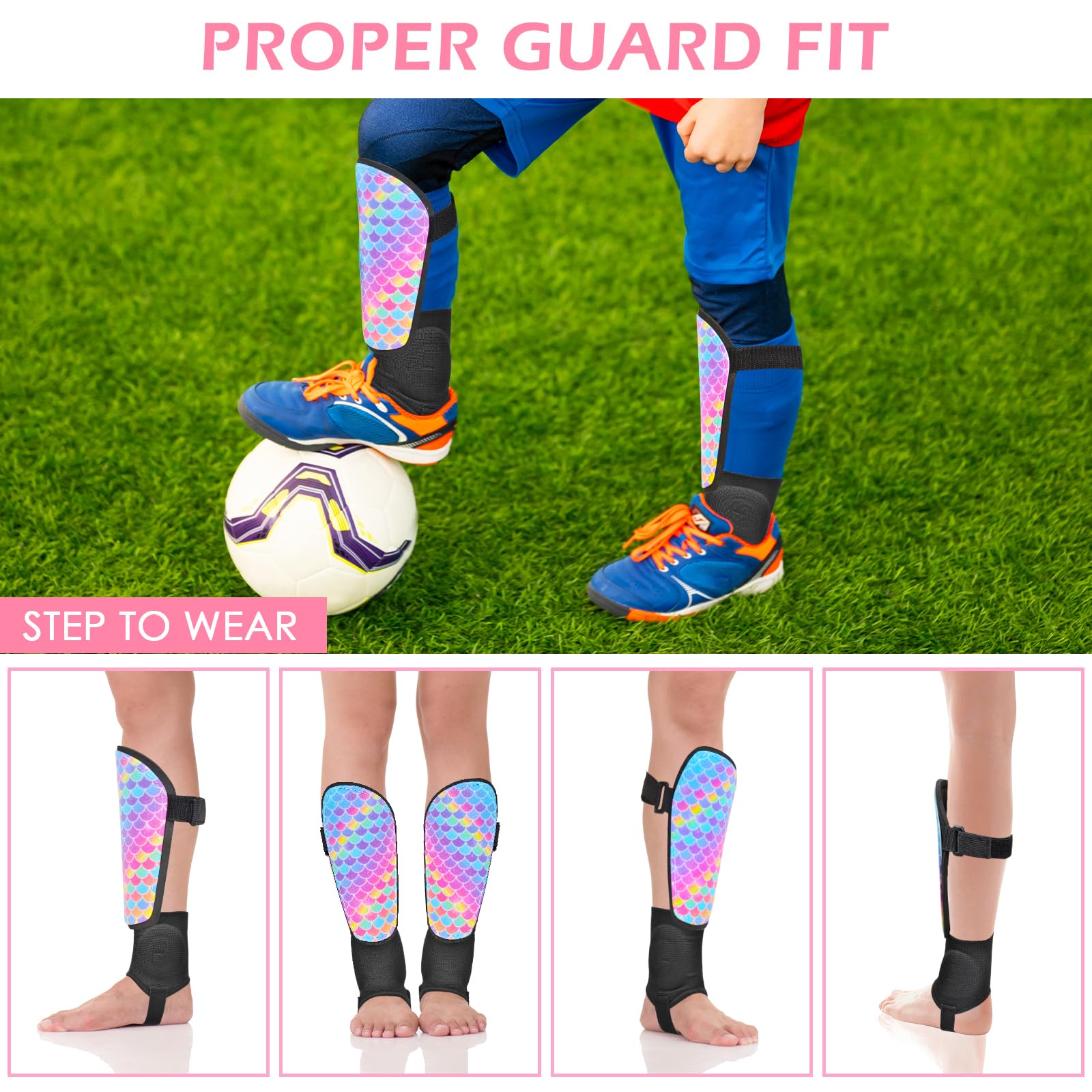 Mengdger Youth Soccer Shin Guards - EVA Foam, Spider Web Design, Adjustable Straps, For Kids Age 4-7 - View #3