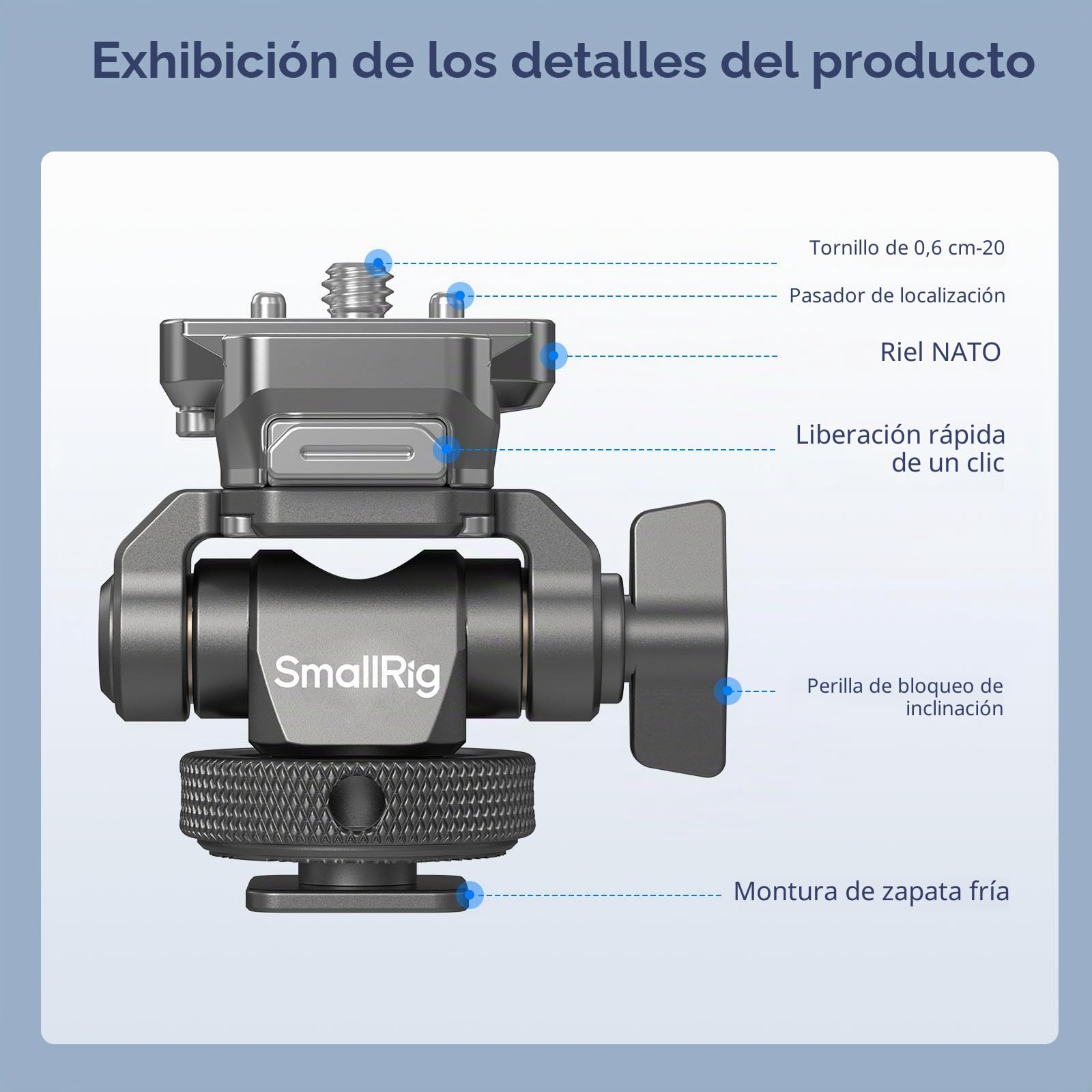 SMALLRIG HawkLock H21 Camera Monitor Mount de Liberación Rápida con Zapata Fría, Soporte de Monitor Giratorio e Inclinable con Tornillo de 1/4"-20, para Monitores Ninja V y V+ – 4888
