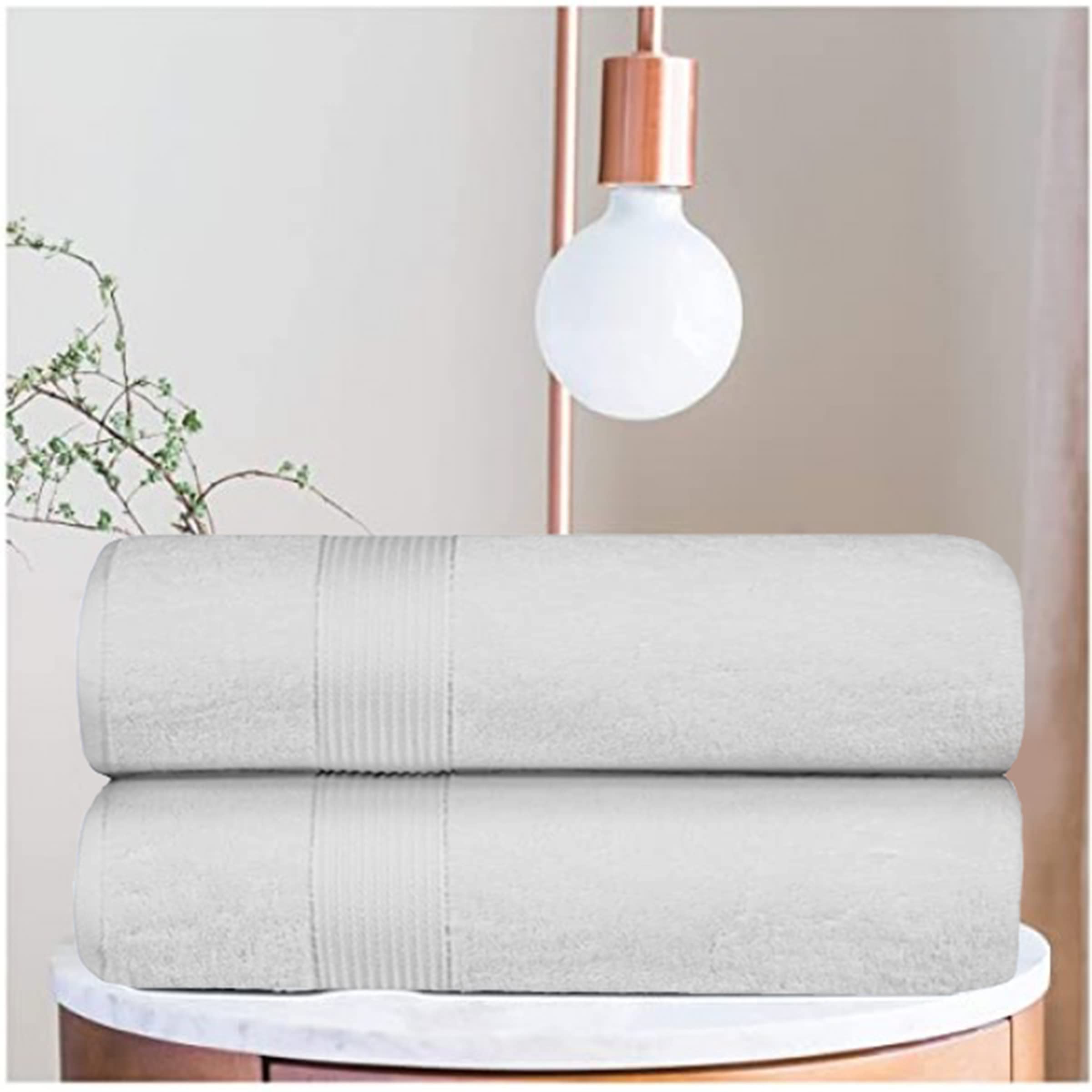 100% Cotton Super Soft Hotel Quality Towel Bath Sheet Pack Of 2 Ultra Soft Absorbent Beach Towel Bathroom Bath Towels Set Super Jumbo Extra Large Luxury Bath Sheet (90 x 180 cm, 2 Pack, White)