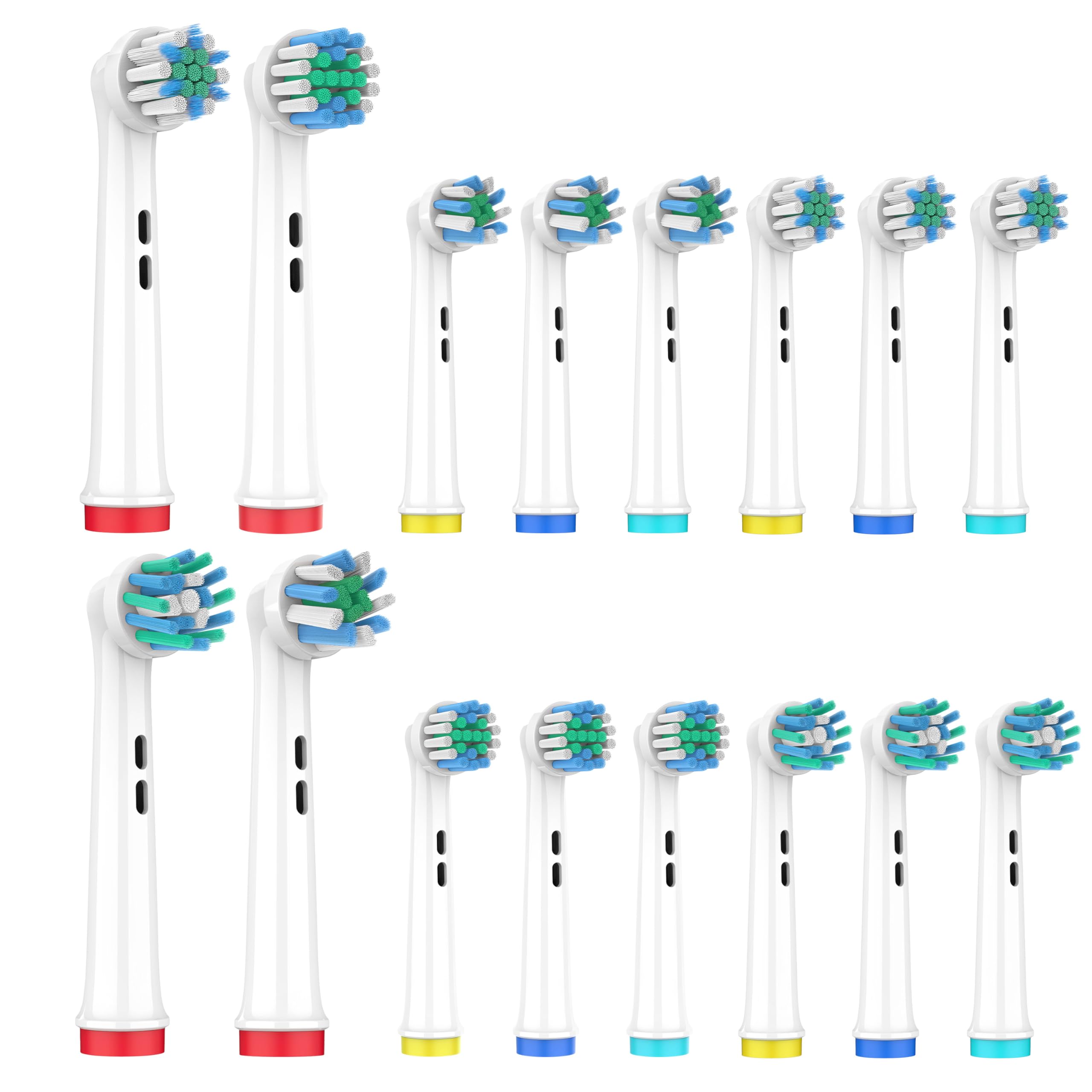 Perfekto24Replacement Brush Heads Compatible for Oral B Toothbrushes (Pack of 16) - Toothbrush Heads for Oral B (Set) 4X Sensitive 4X Precision, 4X Cross, 4X Vitality (White, 1 Count (Pack of 16))