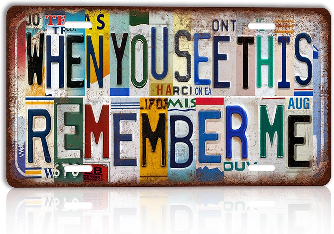 Vintage When You See This Remember Me Wall Decor License Plate Metal Sign Tin Signs,12x6 Inch Aluminum