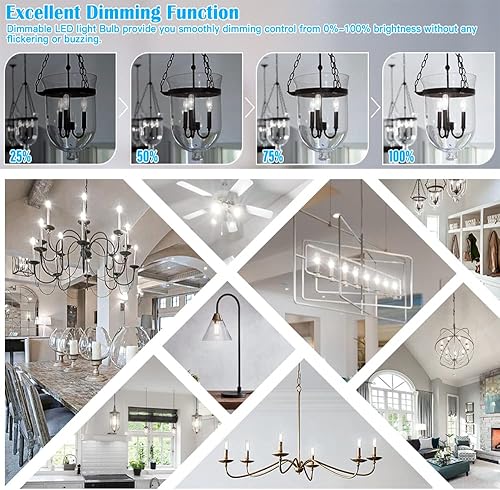 Miniatura 7 de Bombilla LED E12 regulable de 2 W, igual a 25 W, luz diurna 4000 K, T6, T6.5, E12, bombilla de candelabro de 25 vatios para candelabros, ventilador