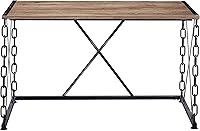 Vista 4 de Acme Jodie - Escritorio rectangular de madera en roble rústico y negro antiguo