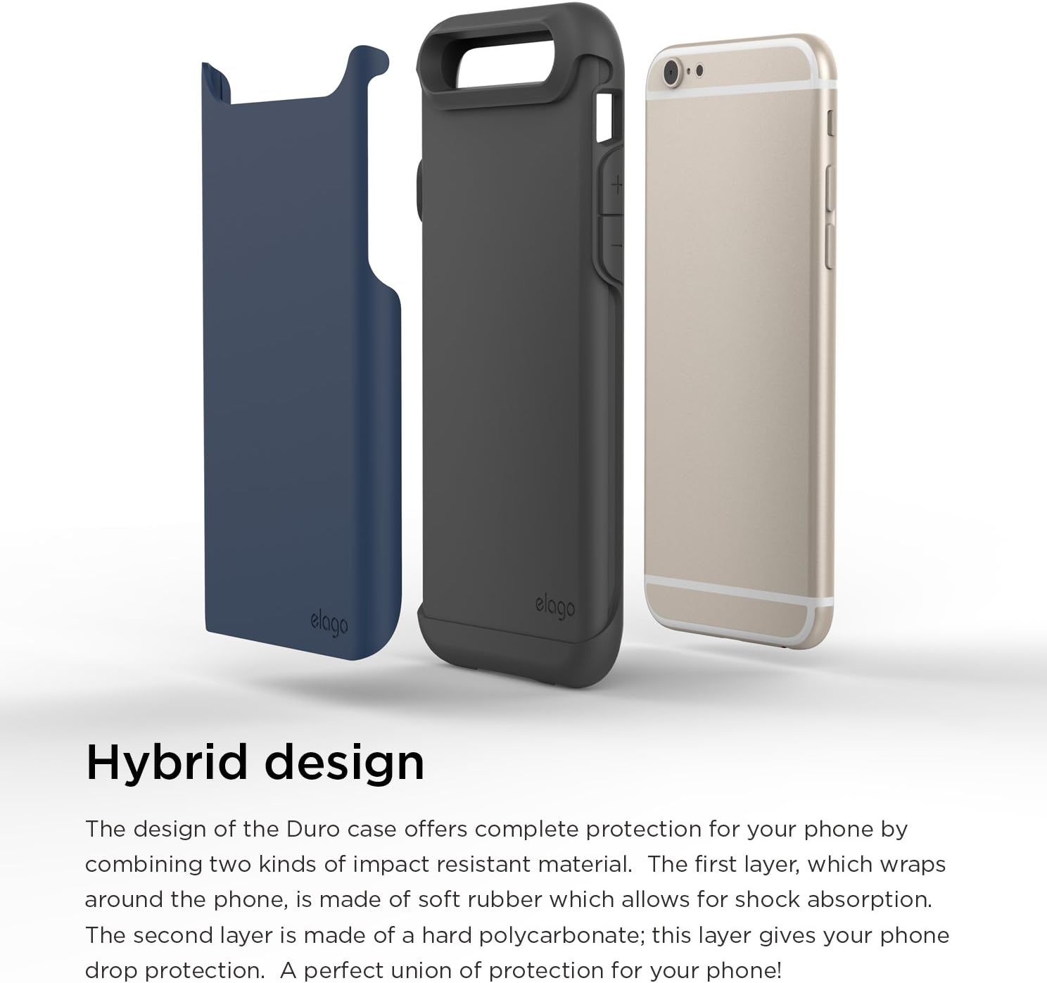 elago iPhone 6S Case, [Duro][Dark Grey/Jean Indigo] - [Premium Armor][Heavy Shock Absorption][Dual Layers] – for iPhone 6/6S
