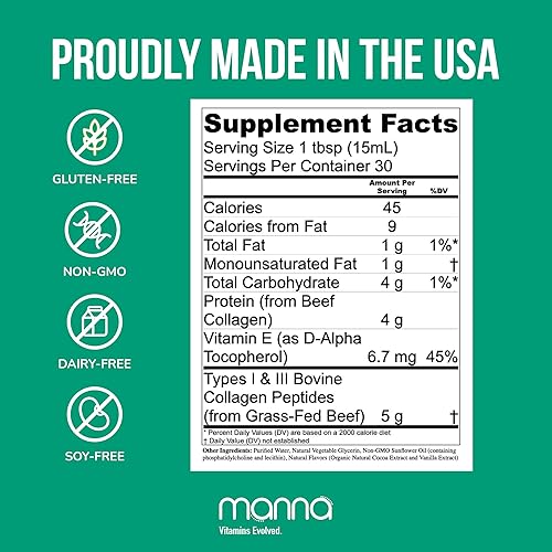 Miniatura 2 de Manna Vitamins Evolved Líquido de péptidos de colágeno liposomal, 5000 mg de alta absorción alimentado con pasto tipo I, III colágeno para piel,