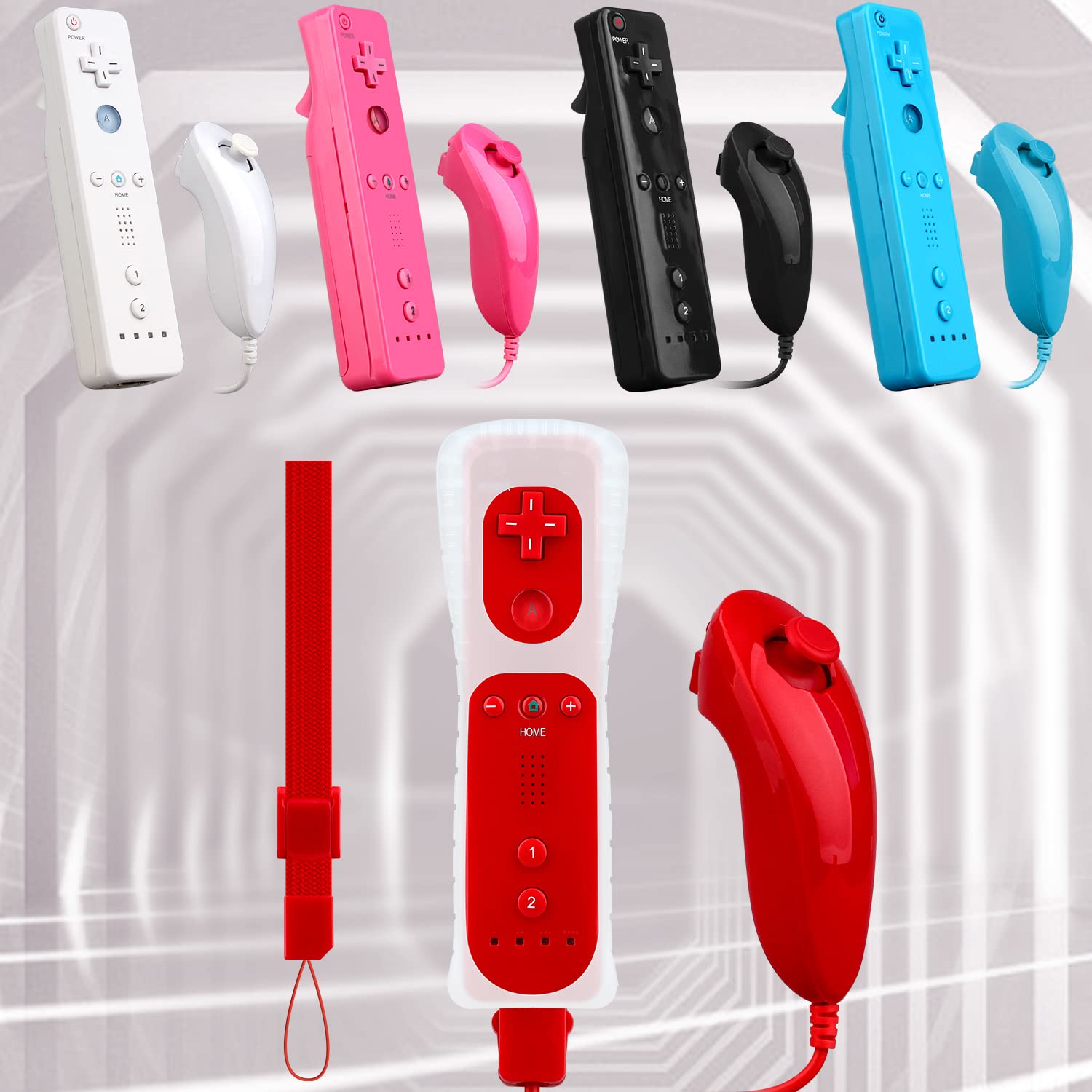 OSTENT Télécommande de capteur de mouvement + Combo Nunchuck filaire Compatible pour Nintendo Wii Console Couleur Rouge