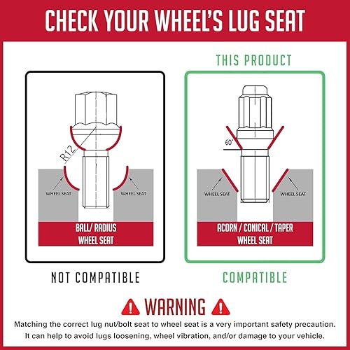 Miniatura 6 de Wheel Accessories Parts 20 piezas M15 x 1.25 15 x 1.25 rosca Bellota para asiento con acabado cromado, longitud de vástago de 1.102 in, 6 estrías